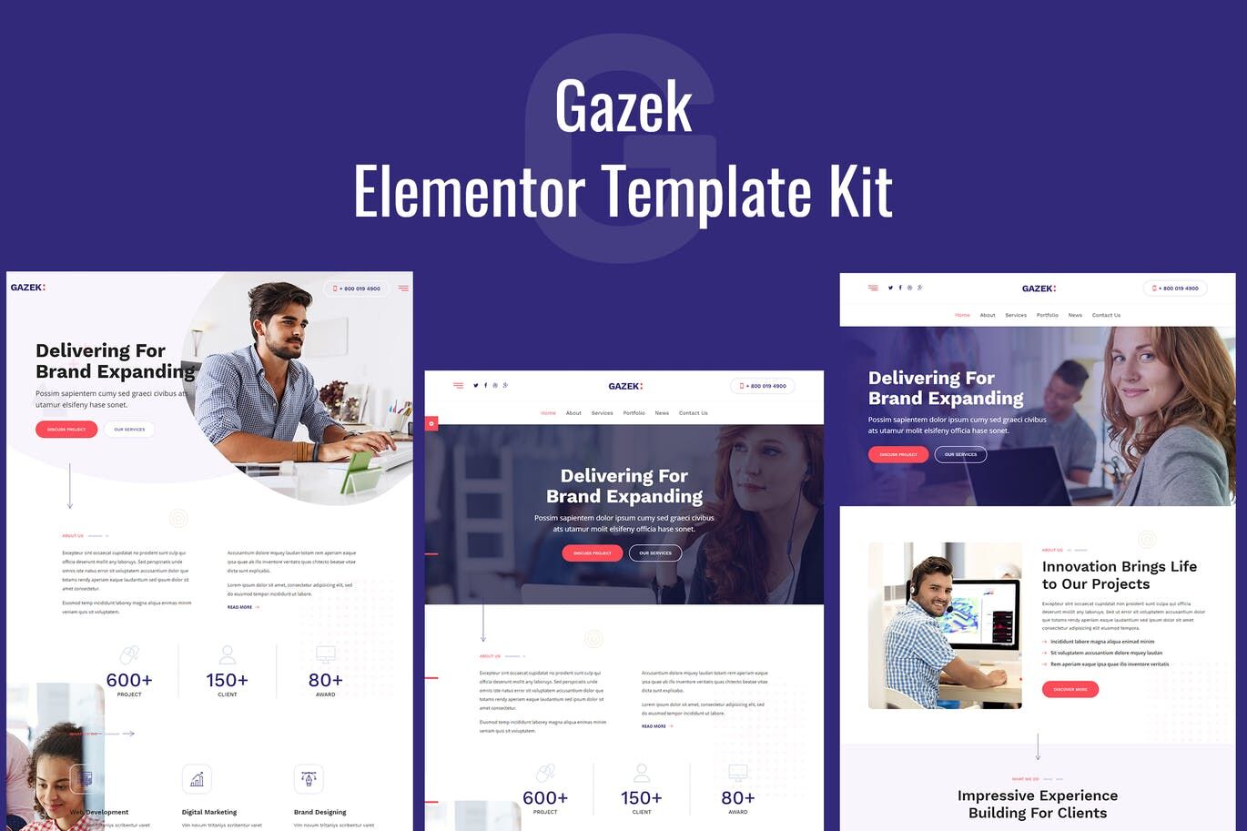 Gazek – 代理商产品组合Elementor模板工具包