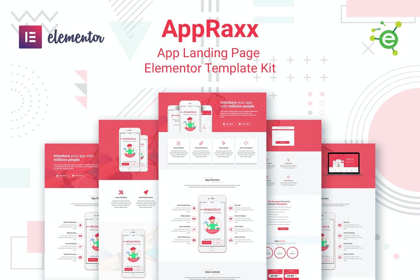 AppRaxx – 应用着陆页 Elementor Template Kit