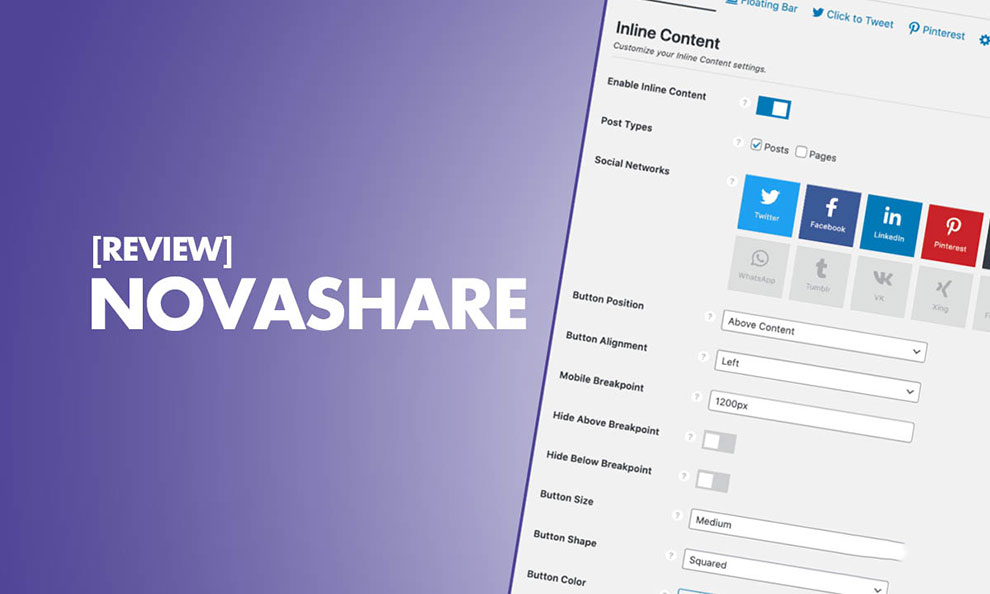 Novashare  插件 – 轻量级WordPress社交分享插件