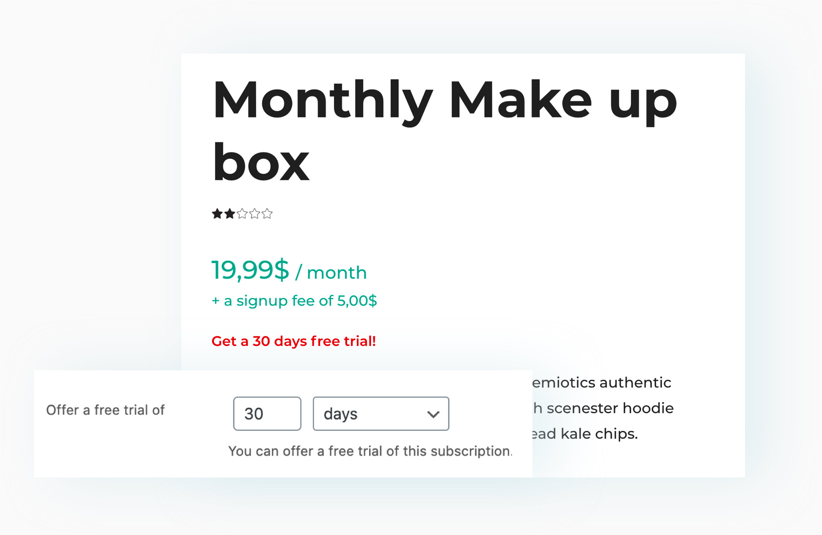 YITH WooCommerce Subscription Premium插件功能-设置免费试用期以创建客户列表并推动他们稍后购买