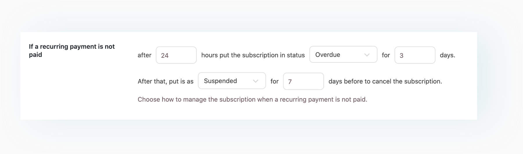 YITH WooCommerce Subscription Premium插件功能-选择如何处理失败的付款以及何时暂停或取消订阅
