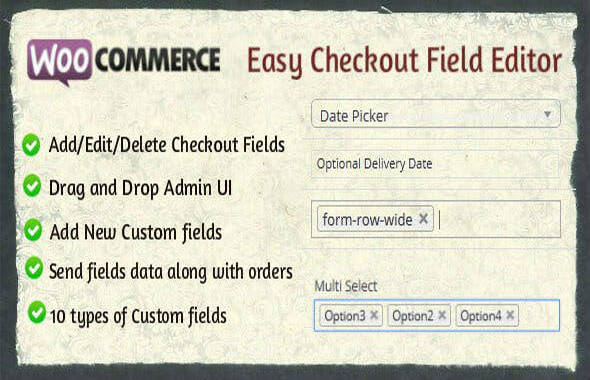 Woocommerce Easy Checkout Fields Editor汉化版-WordPress商城结账字段管理插件