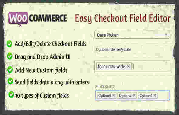Woocommerce Easy Checkout Fields Editor汉化版-WordPress商城结账字段管理插件