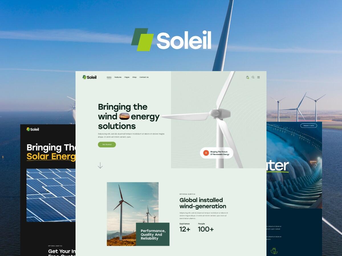 Soleil-太阳能光伏板和可再生能源企业网站WordPress主题