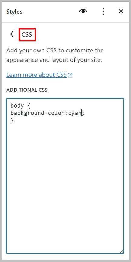 WordPress 6.2 BETA 中的附加 CSS