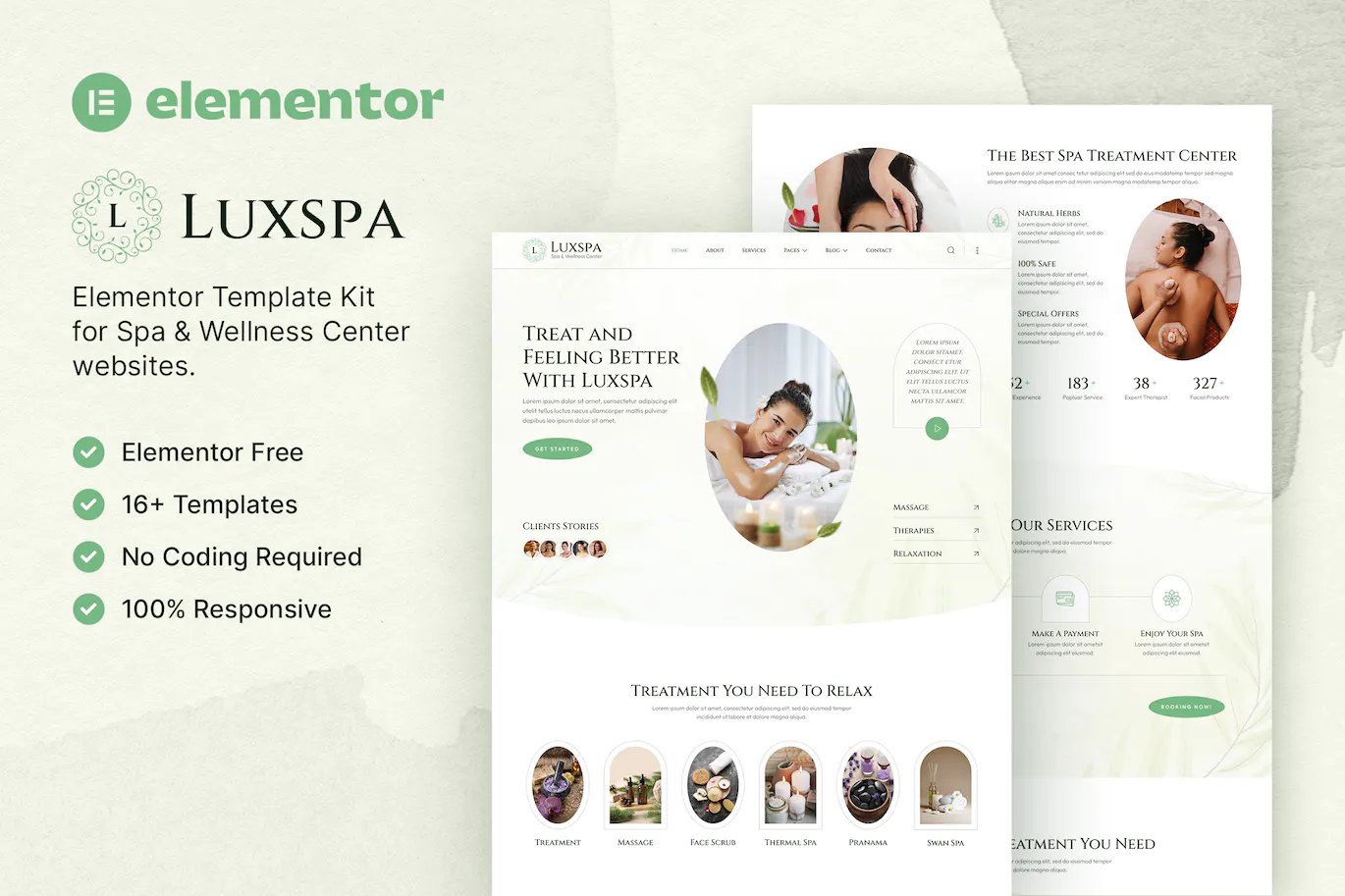 Luxspa – 水疗和健康中心模板套件 Elementor Template Kit