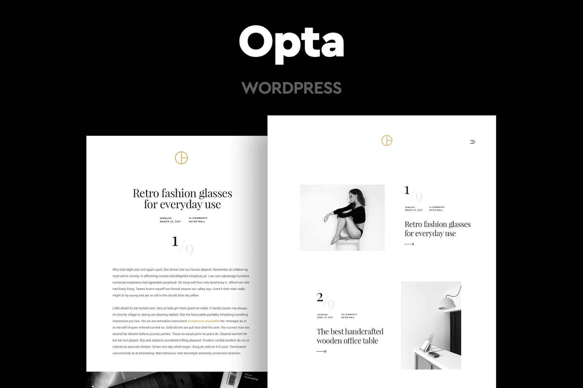 Opta – 简洁风格的作品集和摄影主题wordpress主题