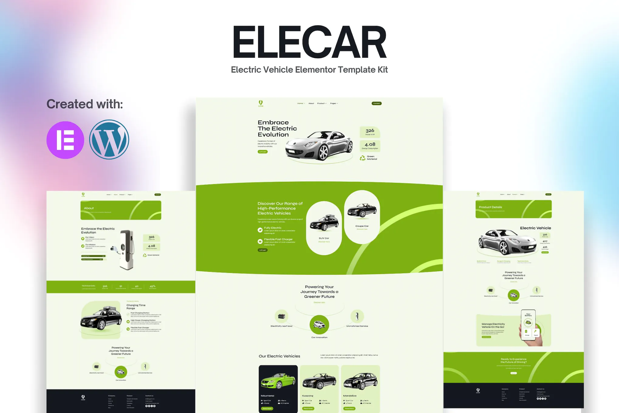 Elecar – 电动汽车 Elementor Template Kit 模板套件