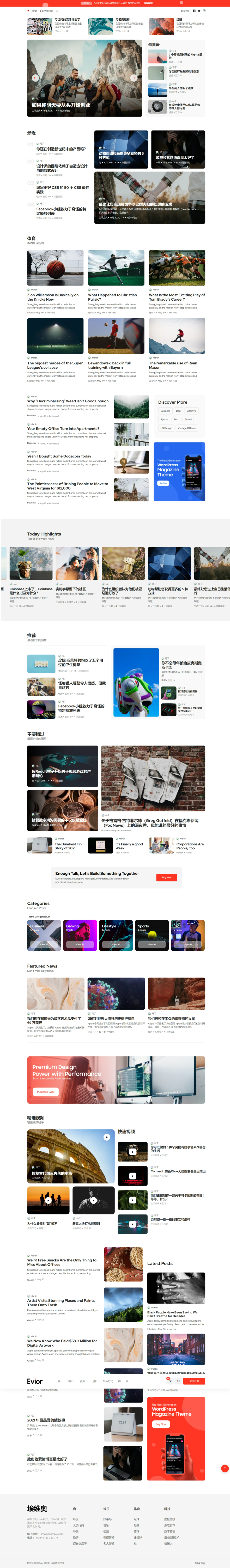 Evior主题首页演示
