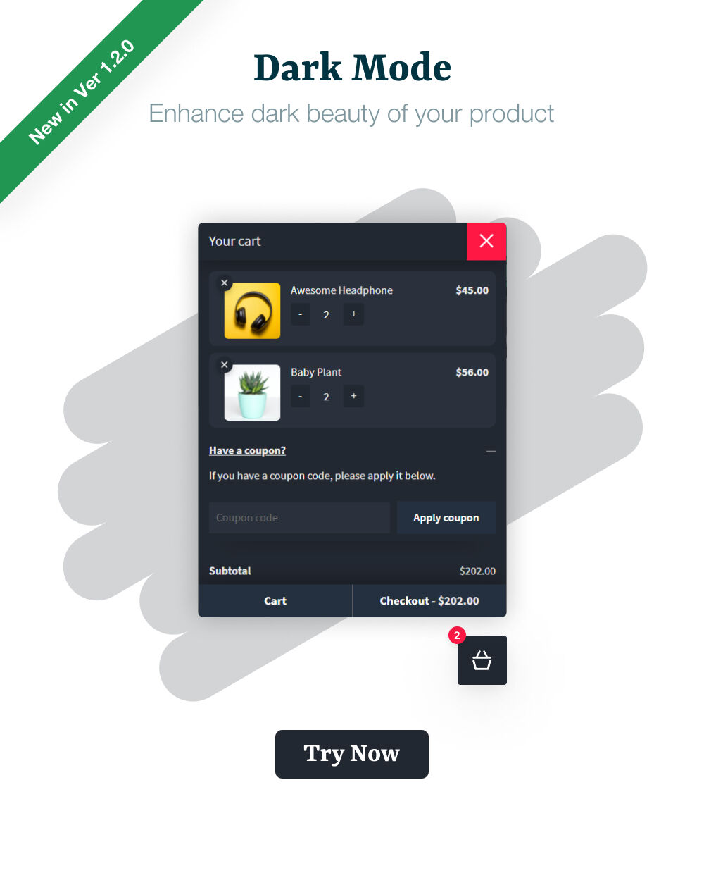 WooCommerce Flying Cart Dark Mode UI