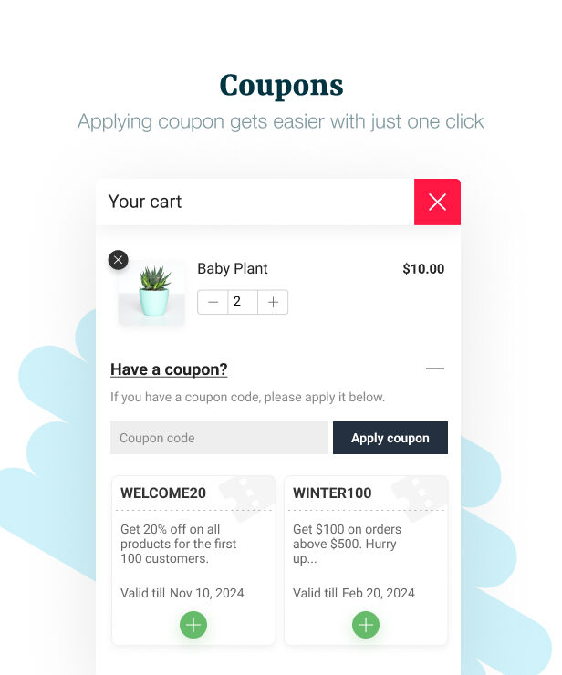 WooCommerce Flying Cart Flying Coupons