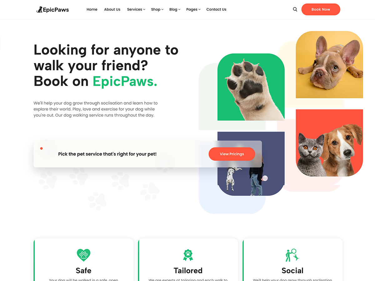 EpicPaws 汉化版-宠物服务、宠物社区wordpress主题