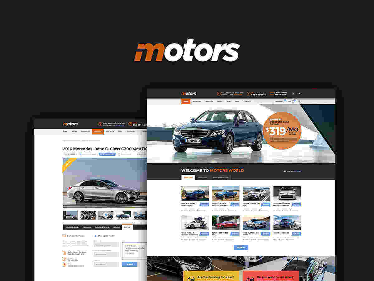 Motors – 汽车配件经销商、汽车租赁服务 WordPress 主题（核心插件+素材）