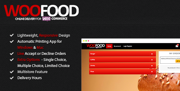 WooFood  – WordPress 商城在线食品订购系统插件（含主题+ Win & MAC客户端软件）